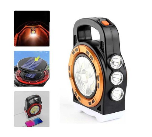 Dış Mekan Solar Şarj Işığı Çok Fonksiyonlu Projektör Hazine Güçlü Işık El Feneri P-6678C