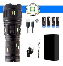 Pro F-3001 Alüminyum TG LED Güç Göstergeli Type-C Şarjlı El Feneri 100 W