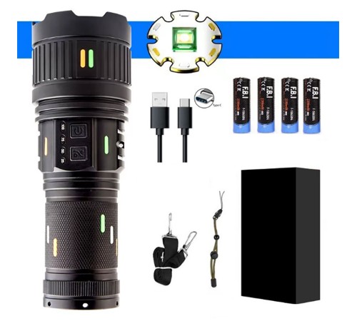 Pro F-3001 Alüminyum TG LED Güç Göstergeli Type-C Şarjlı El Feneri 100 W