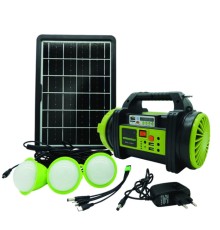 Şarjlı 30 W Solar Şarjlı Ev Aydınlatma Seti Radyo Ve Fan Powebank WS-5683