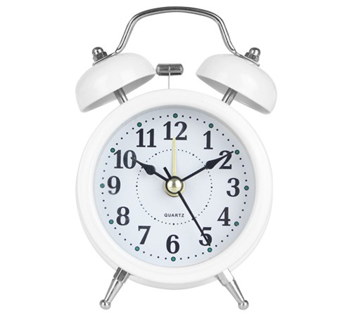 Metal Işıklı Masa Üstü Çalar Saat Beyaz