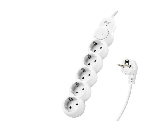 Termal Akım Korumalı Uzatma Kablosu 5 Priz Anahtarlı 2 M - Beyaz 3394-01