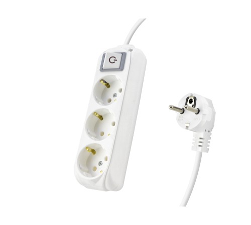 Anahtarlı Topraklı Uzatma Kablosu 3X Priz 2 M - Beyaz 9230202