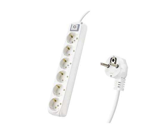 Anahtarlı Topraklı Uzatma Kablosu 6X Priz 3 M - Beyaz 9260203