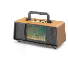 Bluetooth Solar Panelli Fm Radyo Usb Tf Nostaljik Hoparlör Rgb Alev Efektli - Kahverengi FP391S