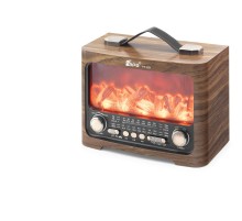 Bluetooth Fm Nostaljik Hoparlör Alev Efektli Usb Tf 25.7 X 14.5 X 19.4 Cm - Kahverengi FP821