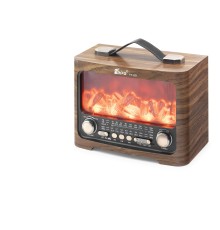 Bluetooth Fm Nostaljik Hoparlör Alev Efektli Usb Tf 25.7 X 14.5 X 19.4 Cm - Kahverengi FP821