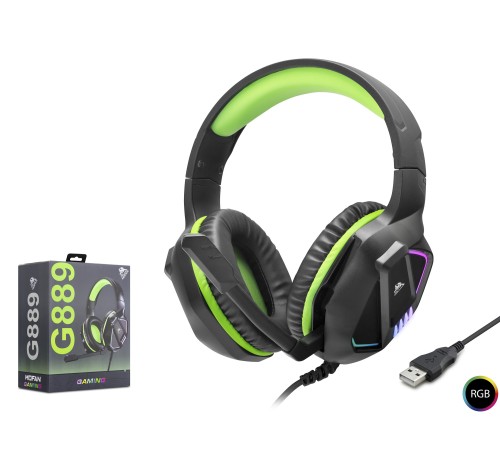 Kulaklik Usb Rgb - Si̇yah/Yeşil G889