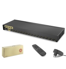 16 Port Hdmi Kvm Switch 16 In 1 Out + 4 Port Usb - Siyah HDX1379