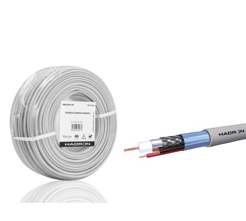 Cctv Kablo Mini Coax Eco Cca 2X0.50 Mm 100 M - Gri HDX5580-100