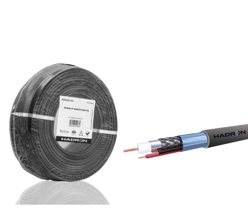 Cctv Kablo Mini Coax Eco Cca Pe 2X0.50 Mm Dış Mekan 100 M - Siyah HDX5582-100