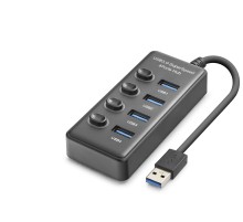 Usb 3.0 Hub Anahtarlı 4 Port 5 Gbps - Siyah HDX7048