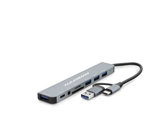 Usb 3.0 & Type-C Hub Audio Kart Okuyucu 8 Port - Gri HDX7828