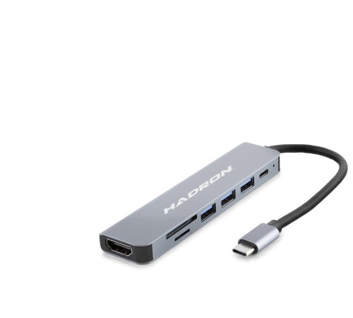 Type-C Hub Hdmi 4K Usb 3.0 Kart Okuyucu 7 Port - Gri HDX7835