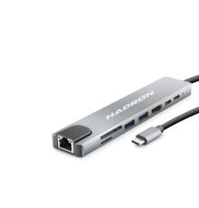 Type-C Hub Hdmi 4K Usb 3.0 Lan Kart Okuyucu 8 Port - Gri HDX7841