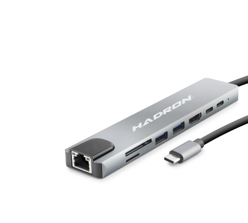 Type-C Hub Hdmi 4K Usb 3.0 Lan Kart Okuyucu 8 Port - Gri HDX7841