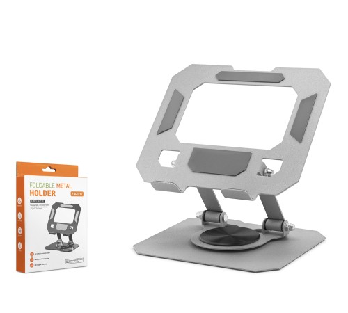 360 Derece Döner Katlanir Ayarlanabilir Masaüstü Tablet Ve Telefon Standi Metal - Gümüş HDX8022