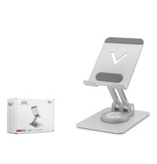 360 Derece Döner Ayarlanabilir Masaüstü Telefon Standi Metal - Gümüş HDX8025