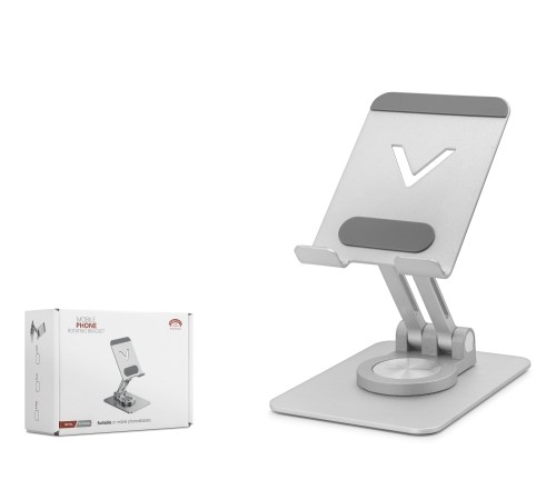 360 Derece Döner Ayarlanabilir Masaüstü Telefon Standi Metal - Gümüş HDX8025