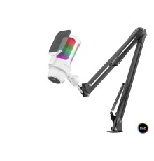 Profesyonel Ayarlanabilir Masa Kolu Askılı Rgb Mikrofon 192 Khz / 24Bit Type-C - Beyaz M835W