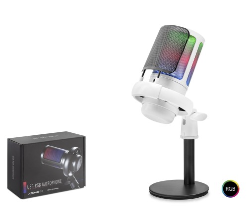 Profesyonel Mikser Kontrollü Rgb Mikrofon 24 Bit Çinko Alaşım Gövde Type-C - Beyaz ME6SW