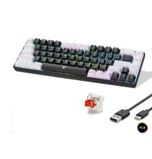 Mekanik Klavye Tri Mod Rgb Red Switch - Siyah Beyaz MF1703B