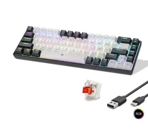 Mekanik Klavye Tri Mod Rgb Red Switch - Beyaz Siyah MF1703W