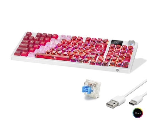 Kablosuz Mekanik Klavye Rgb Blue Switch 95 Tuş - Kırmızı Beyaz MF1705R