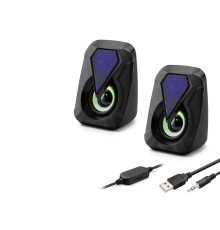Masaüstü Hoparlör 1+1 USB + 3.5mm LED - Siyah HD6054