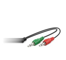 2 x 3.5 Mm To 3.5 Mm F Kablo 2Lıne Mikrofon + Kulaklık 20Cm Siyah HDX1053