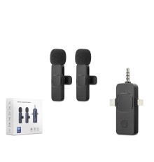 Kablosuz Çift Mikrofon 3.5 Mm + Type-C + Lıghtnıng Siyah HDX2782