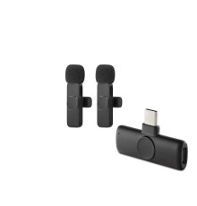 Kablosuz Çift Mikrofon Type-C Siyah HDX2789