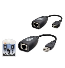 USB RJ45 Kablolu Uzatıcı Seti 45 m - Siyah HDX5008