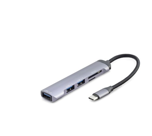 Usb Hub 5In1 Usb Type-C Sd + Tf Card Gri HDX7039