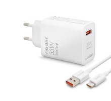 Type-C Hızlı Şarj Seti 33W Usb Adaptörlü - Beyaz ND1006