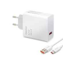 Type-C Hızlı Şarj Seti 67W Usb Adaptörlü - Beyaz ND1008