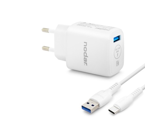 Type-C Qc 3.0 Hızlı Şarj Seti 18W 3.4A Usb Adaptörlü - Beyaz ND1010