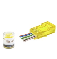 Cat6 Ez Rj45 Konnektör - 100 Adet Sari / Özel Plastik Kutulu ND2400