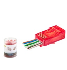 Cat6 Ez Rj45 Konnektör - 100 Adet Kirmizi / Özel Plastik Kutulu ND2403