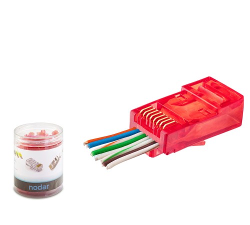 Cat6 Ez Rj45 Konnektör - 100 Adet Kirmizi / Özel Plastik Kutulu ND2403