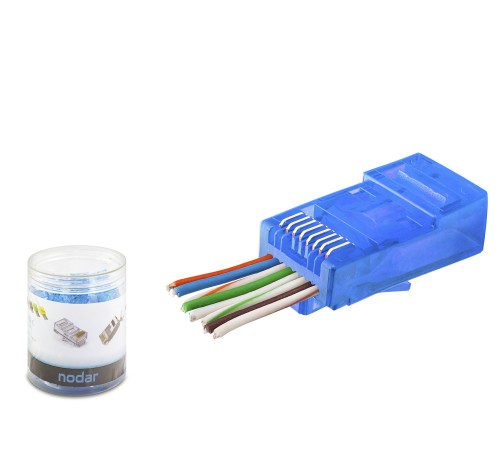 Cat6 Ez Rj45 Konnektör - 100 Adet Mavi / Özel Plastik Kutulu ND2404