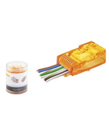 Cat6 Ez Rj45 Konnektör - 100 Adet Turuncu / Özel Plastik Kutulu ND2405