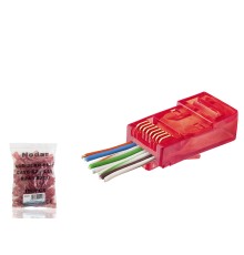 Cat6 Ez Rj45 Konnektör - 100 Adet Kirmizi / Ekonomik Poşet Paket ND2411