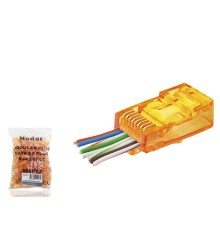 Cat6 Ez Rj45 Konnektör - 100 Adet Turuncu / Ekonomik Poşet Paket ND2413