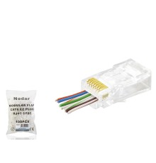 Cat6 Ez Rj45 Konnektör - 100 Adet Şeffaf / Ekonomik Poşet Paket ND2415
