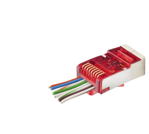 Cat6E Ez Rj45 Metal Konnektör 100 Adet Plastik Kutu - Kırmızı ND2419