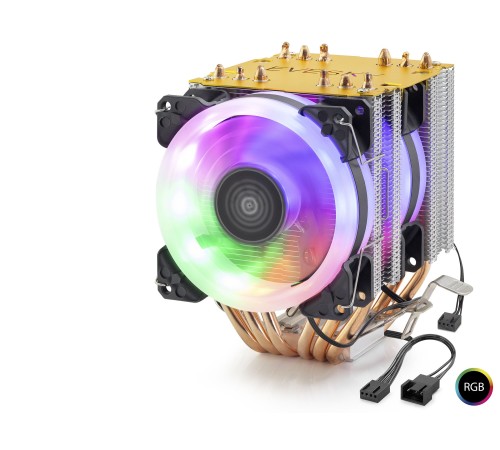 Cpu İşlemci Kule Tipi Soğutucu 600 Serisi Çift Fanlı 6 Bakır Borulu Rgb ND2606