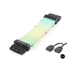 24 Pin Argb Power Supply Uzatma Kablosu Gümüş Kaplamalı Bükülebilir 2 Mm 108 Led Siyah ND2814B