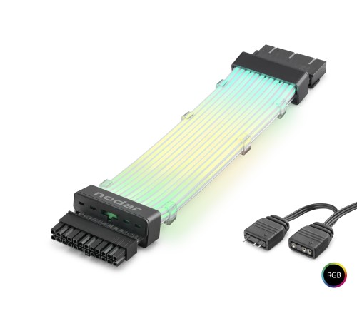 24 Pin Argb Power Supply Uzatma Kablosu Gümüş Kaplamalı Bükülebilir 2 Mm 108 Led Siyah ND2814B