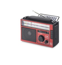 Bluetooth Solar Panelli Fm Radyo Usb Tf Nostaljik Hoparlör - Kırmızı Siyah NS9952BTS
